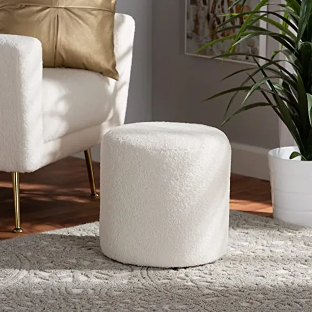 Baxton Studio Tori Ottoman, One Size, Ivory