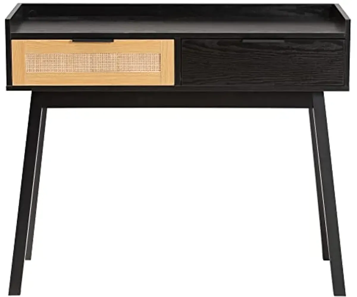 Baxton Studio Kalani Console Table, 2-Drawer, Dark Brown/Natural Brown