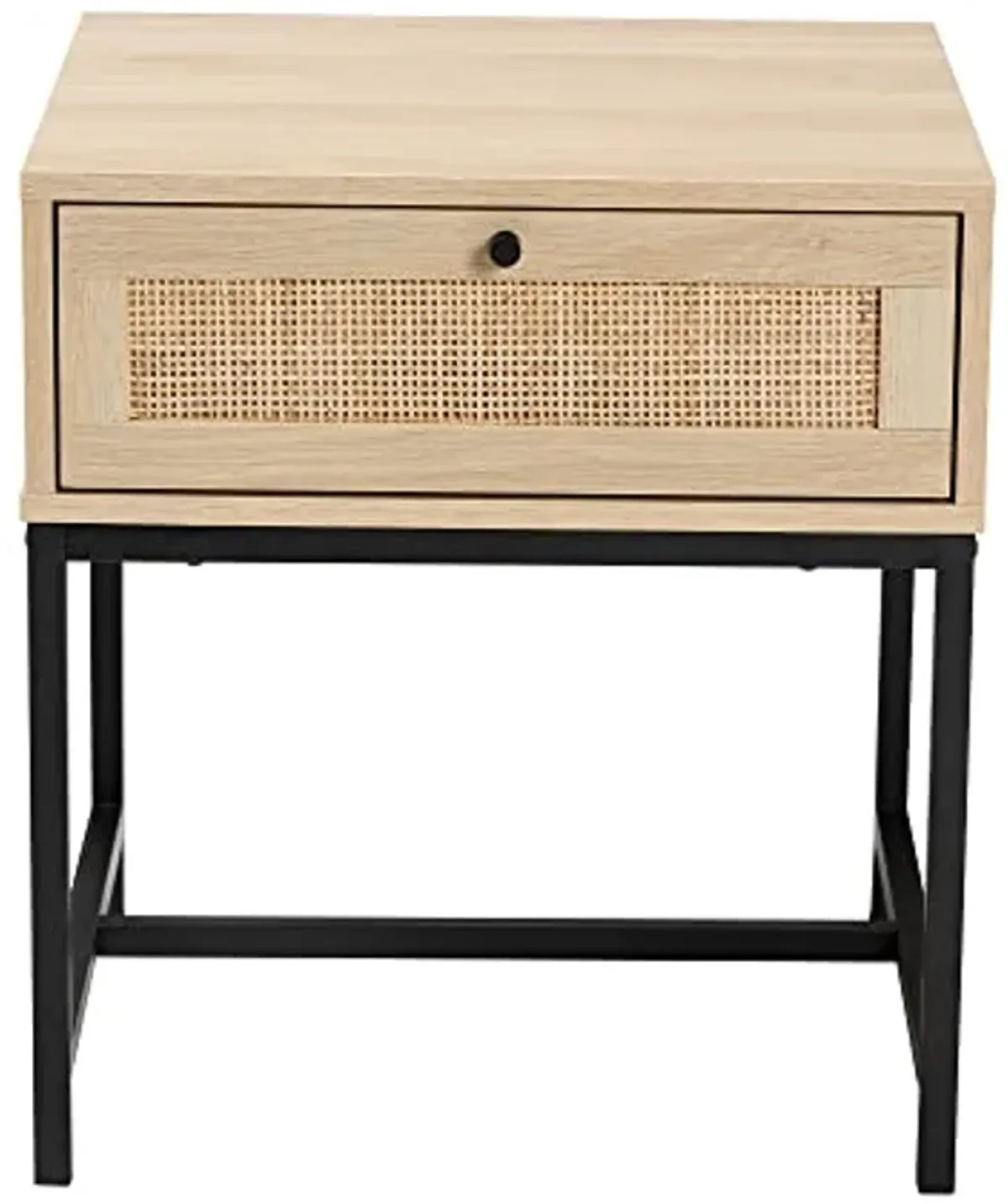 Baxton Studio Caterina End Table, 1-Drawer, Natural Brown/Black