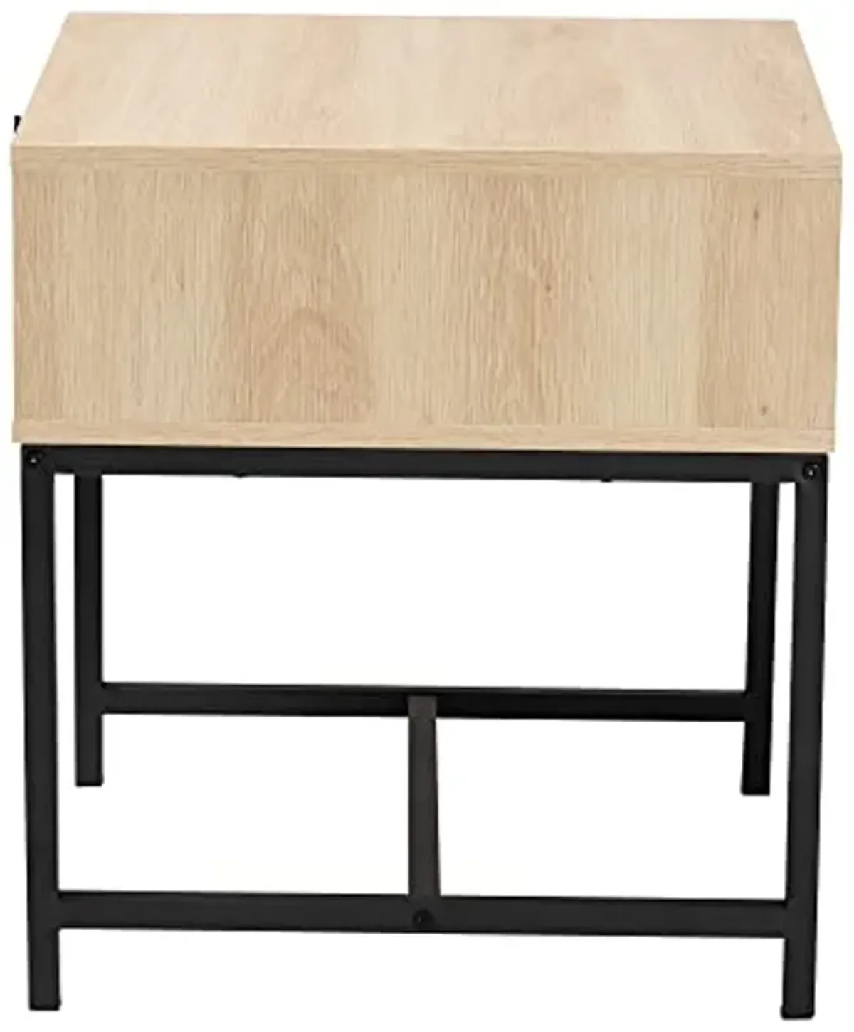 Baxton Studio Caterina End Table, 1-Drawer, Natural Brown/Black