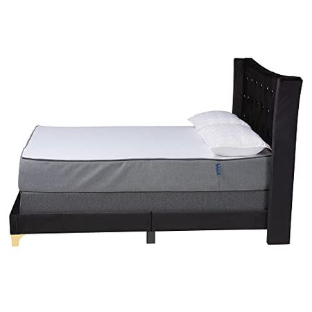 Baxton Studio Easton Bed (Box Spring Required), Queen, Black