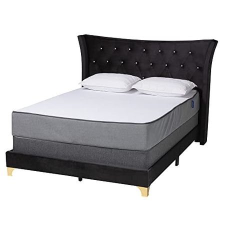 Baxton Studio Easton Bed (Box Spring Required), Queen, Black