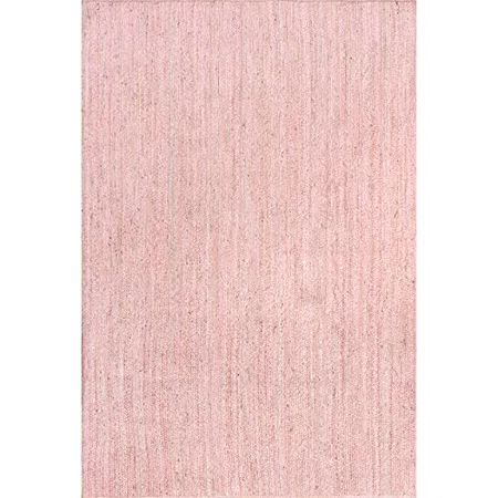 nuLOOM Rigo Hand Woven Farmhouse Jute Area Rug, 8' x 10', Pink