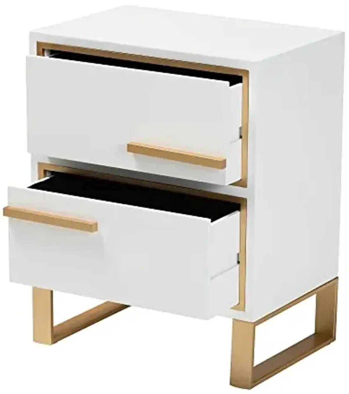 Baxton Studio Giolla End Table, 2-Drawer, White/Gold