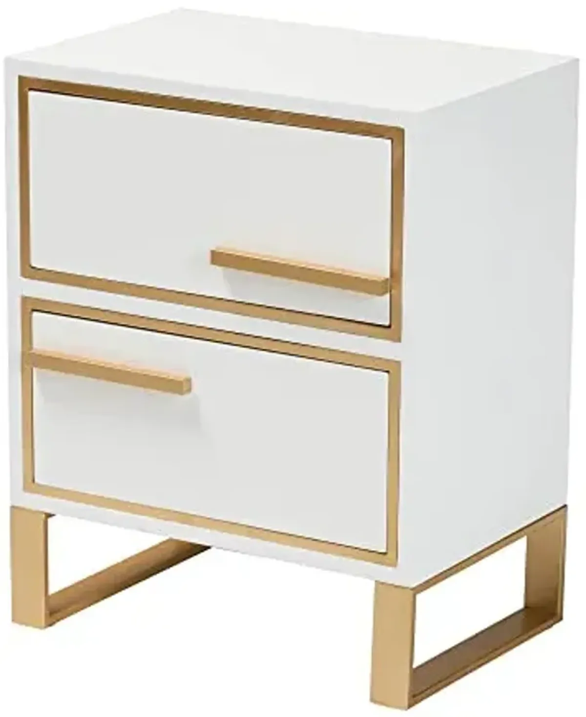 Baxton Studio Giolla End Table, 2-Drawer, White/Gold