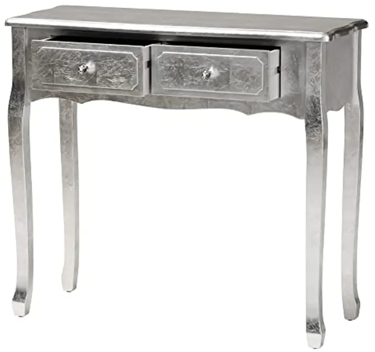 Baxton Studio Newton Console Table, 2-Drawer, Silver