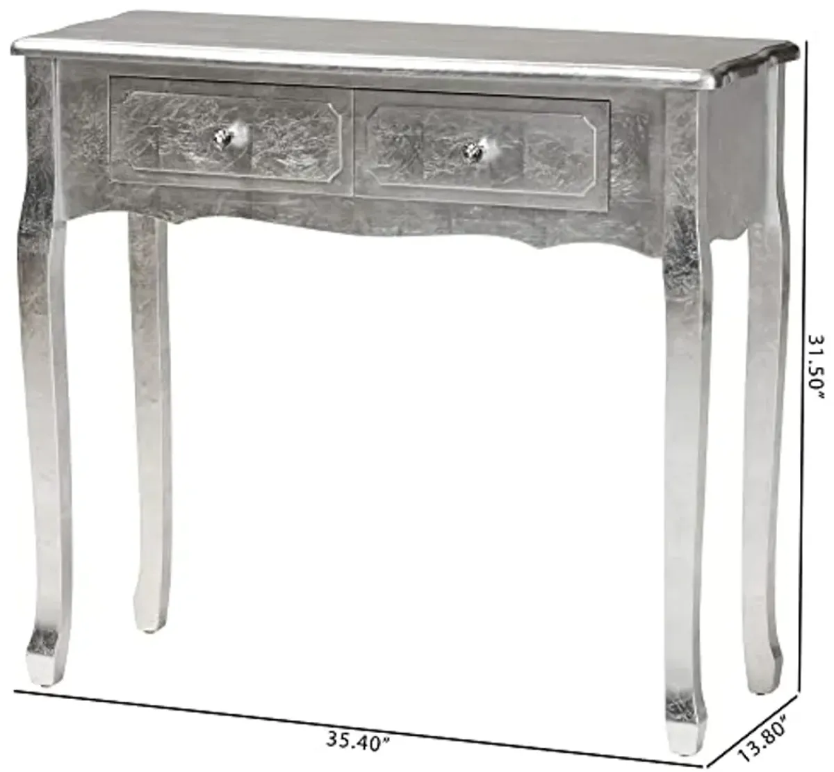 Baxton Studio Newton Console Table, 2-Drawer, Silver