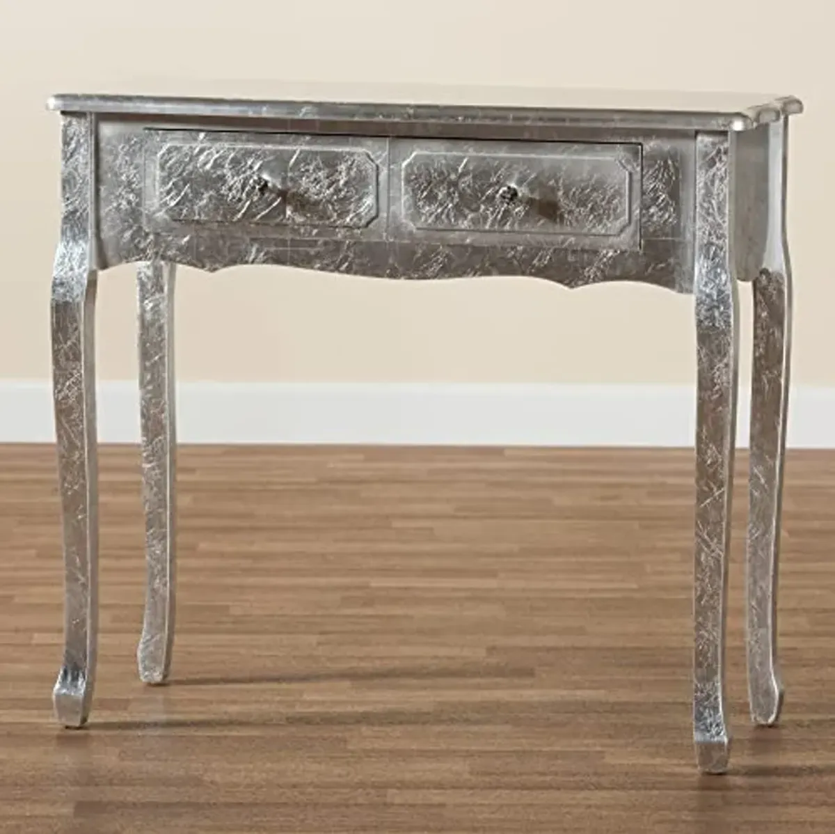 Baxton Studio Newton Console Table, 2-Drawer, Silver