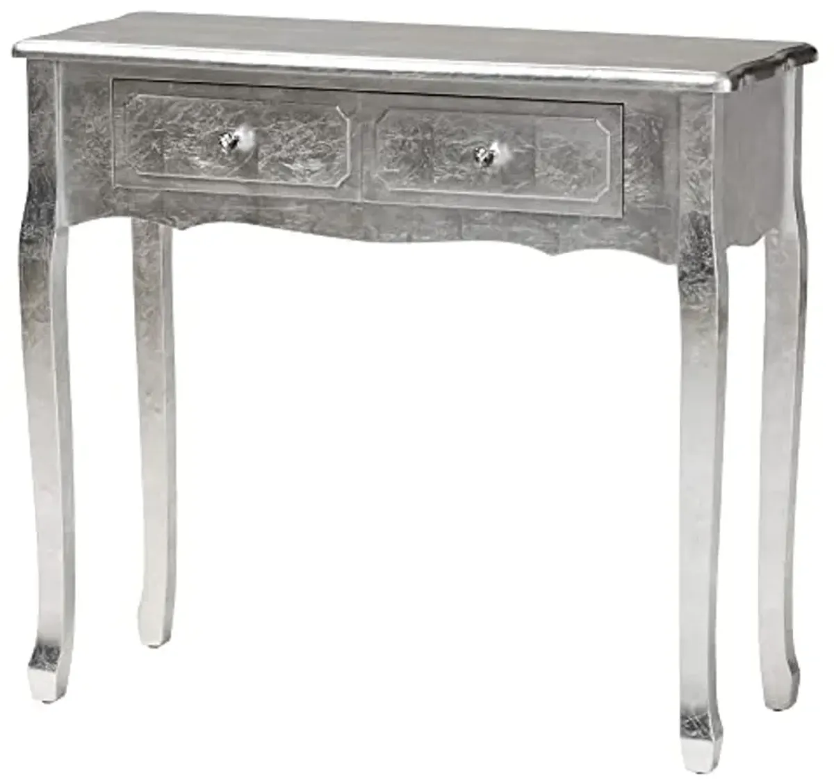 Baxton Studio Newton Console Table, 2-Drawer, Silver