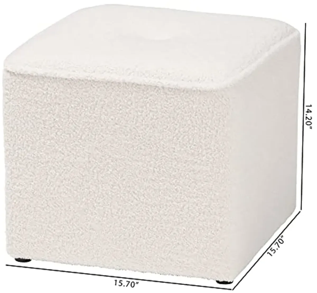 Baxton Studio Isaiah Ottoman, One Size, Ivory