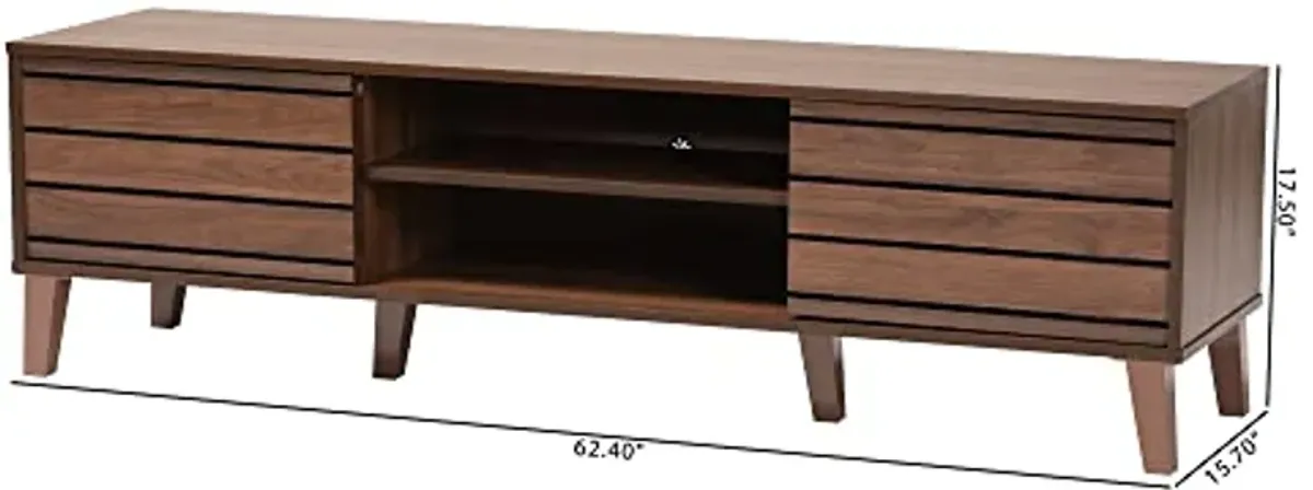 Baxton Studio Teresina TV Stand, 2-Door, Walnut Brown