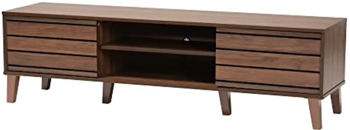 Baxton Studio Teresina TV Stand, 2-Door, Walnut Brown