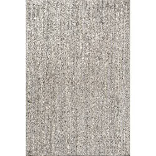 nuLOOM Rigo Hand Woven Farmhouse Jute Accent Rug, 3' x 5', Gray