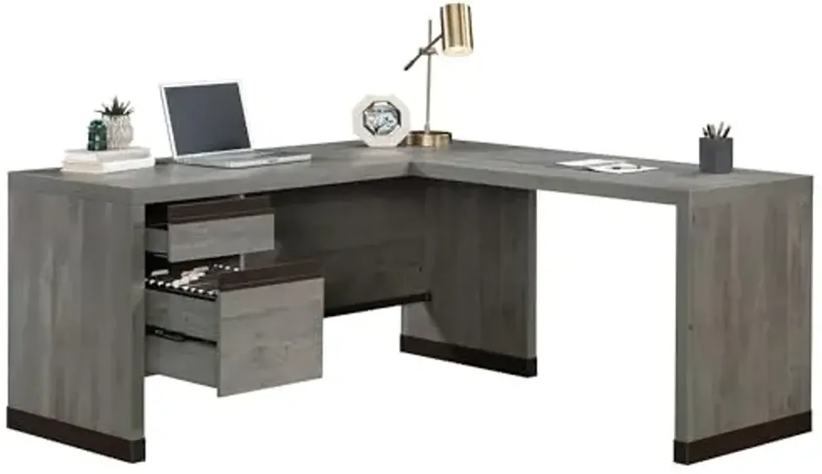 Sauder Manhattan Gate Engineered Wood L-Shaped Desk in Mystic Oak