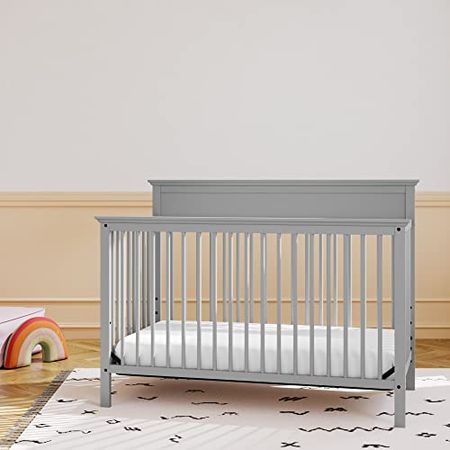 Storkcraft Horizon 5-in-1 Convertible Crib (Pebble Gray) - Converts from Baby Crib to Toddler Bed, Daybed and Full-Size Bed, Fits Standard Full-Size Crib Mattress, Adjustable Mattress Support Base