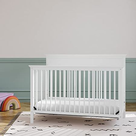 Storkcraft Horizon 5-in-1 Convertible Crib (White) - Converts from Baby Crib to Toddler Bed, Daybed and Full-Size Bed, Fits Standard Full-Size Crib Mattress, Adjustable Mattress Support Base