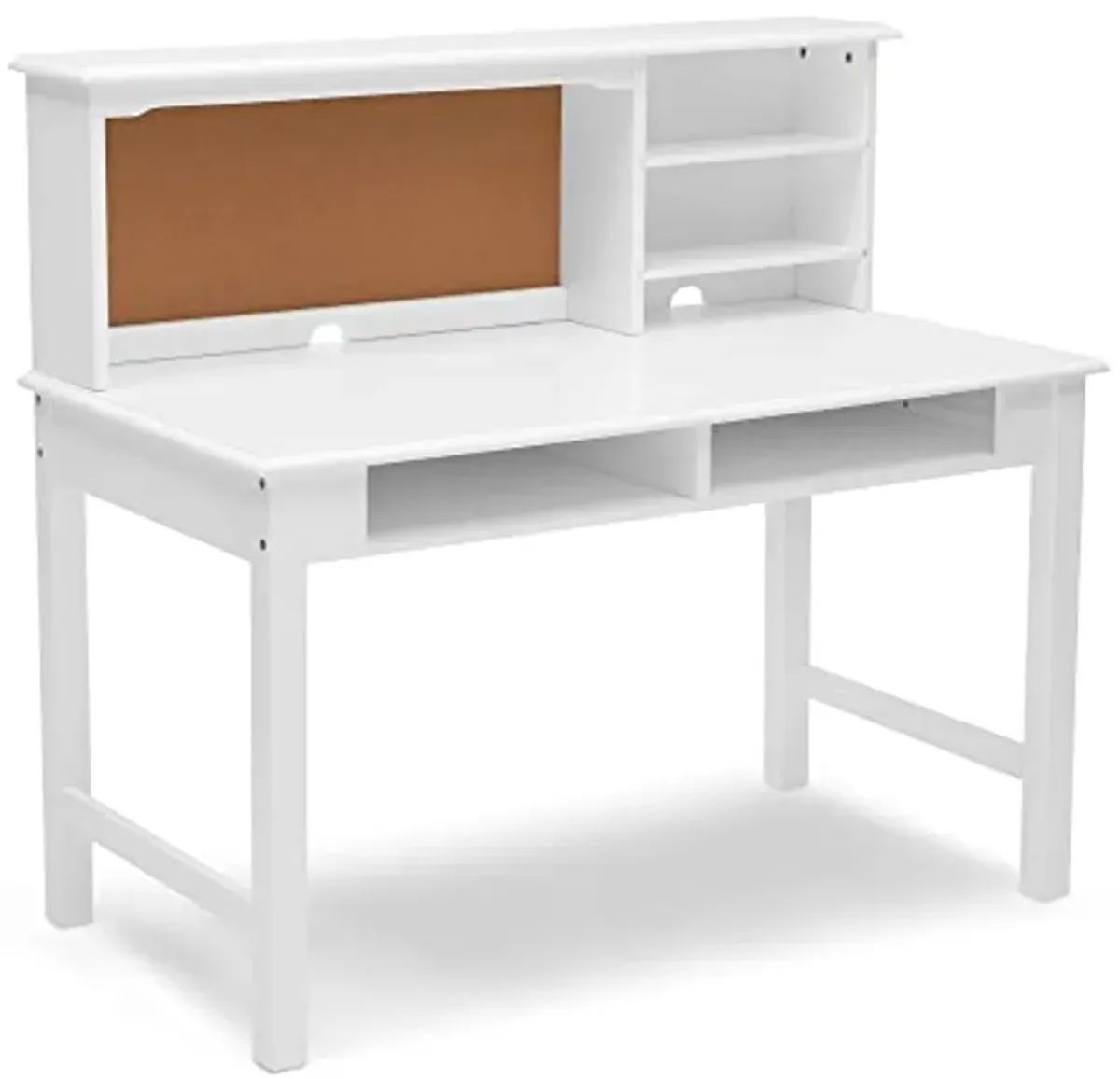 Delta Children Kids Wood Desk with Hutch and Chair - includes Cork Bulletin Board, Cubbies and Cutouts for Cords & Wires - Childrens Study/Computer/Writing Workstation (for Ages 5-12), Bianca White