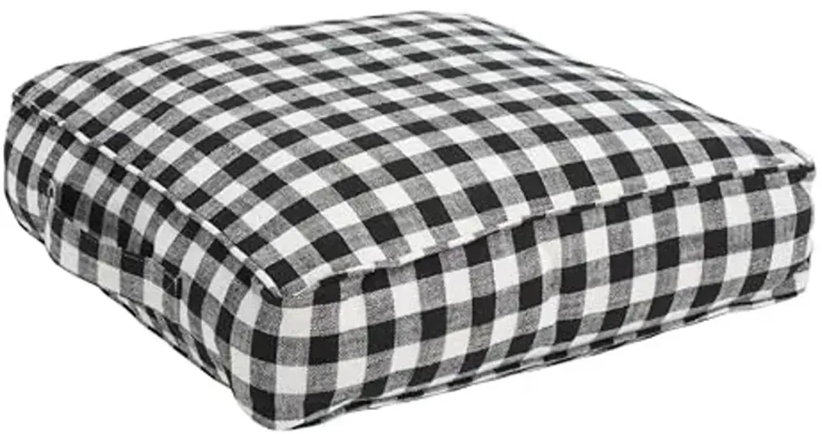 SAFAVIEH Home Collection Nonnie Black/White Gingham 22-inch Square Insert Floor Pillow, 22" x 22"