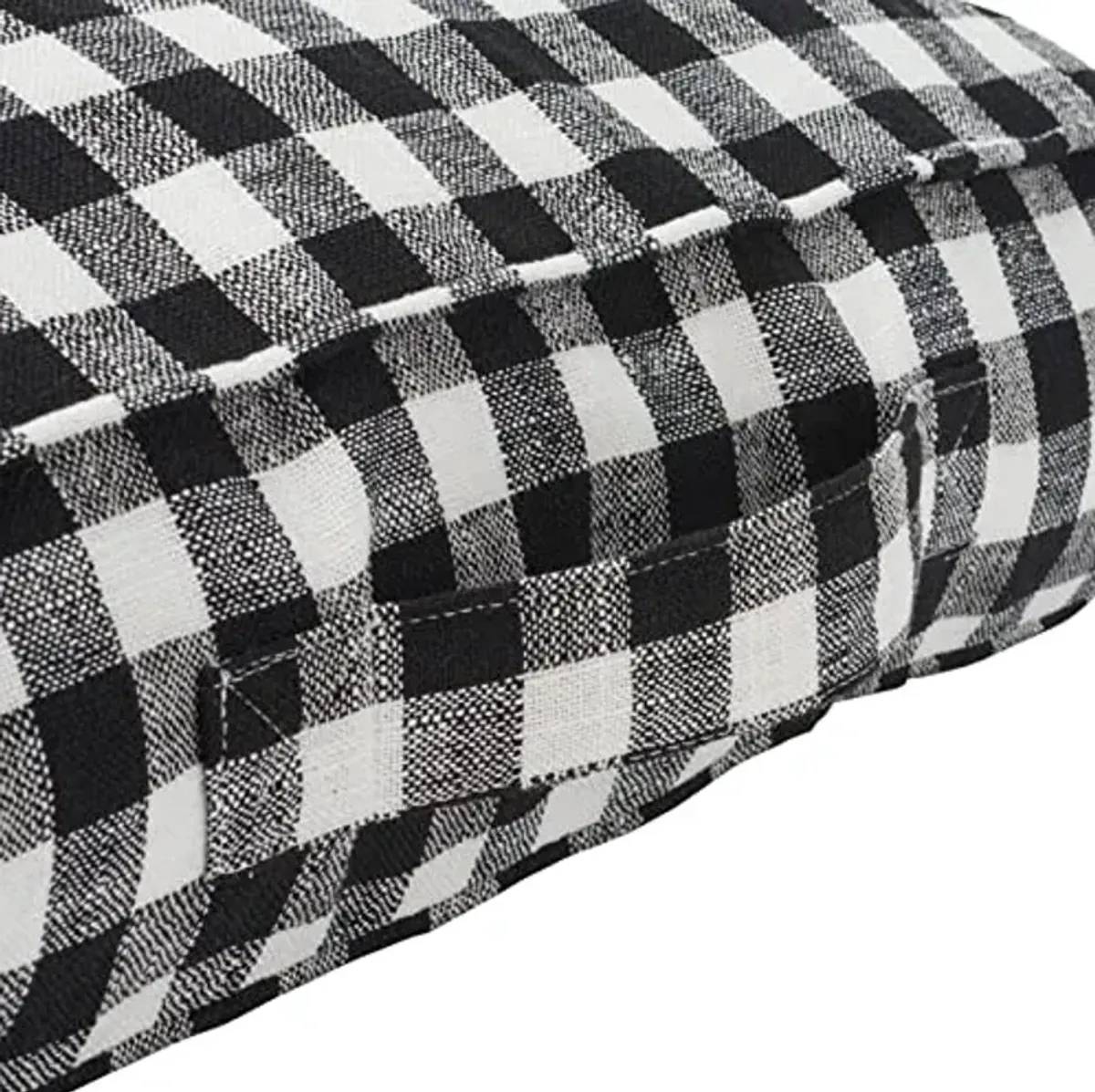 SAFAVIEH Home Collection Nonnie Black/White Gingham 22-inch Square Insert Floor Pillow, 22" x 22"