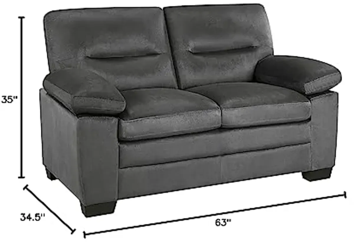 Lexicon 63" Sofa, Comfy Modern Sofa with Pillow-Top Arms, Couch for Living Room Apartment Lounge, Solid and Easy to Assemble, 2-Seater Couch, Dark Gray​