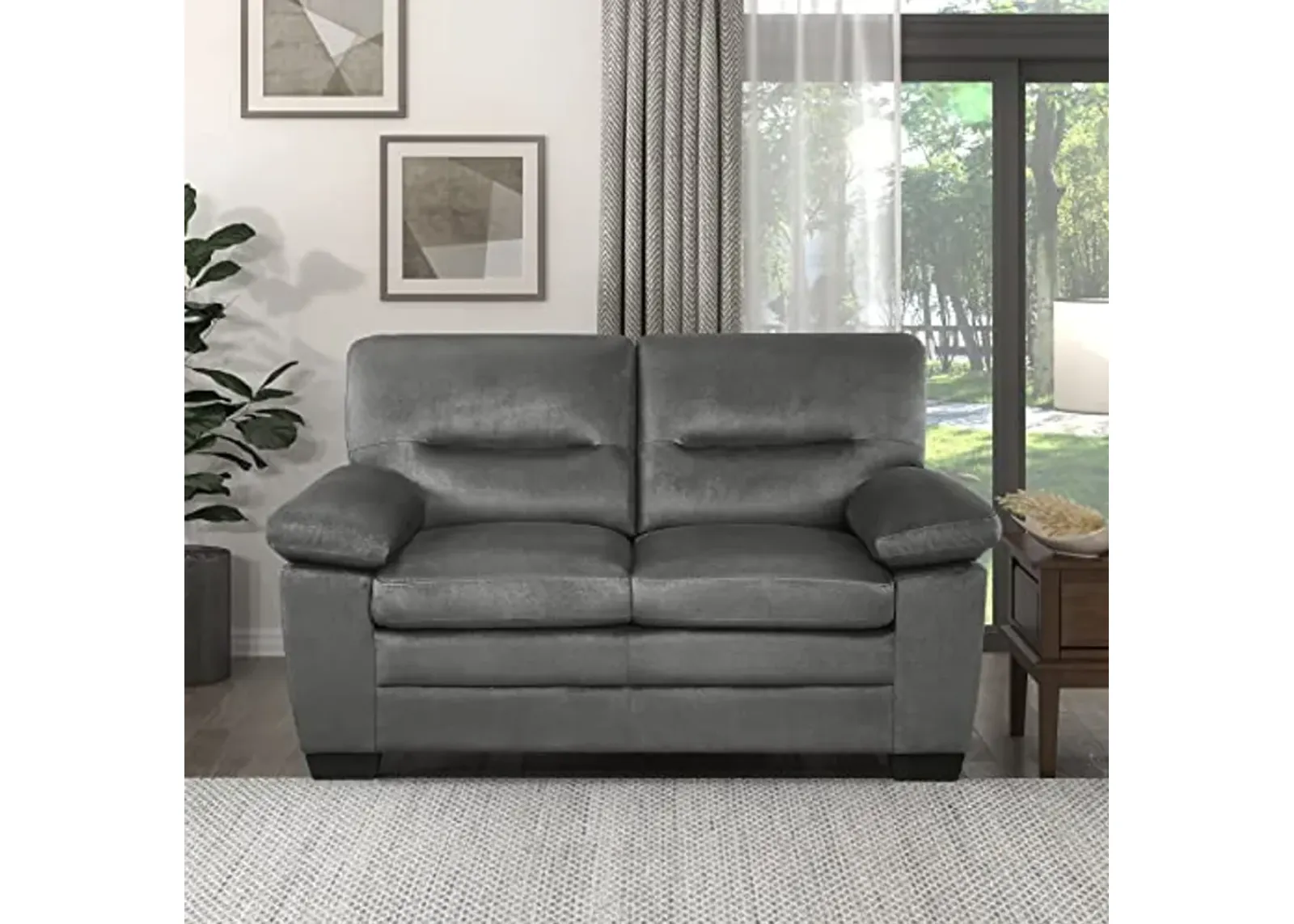 Lexicon 63" Sofa, Comfy Modern Sofa with Pillow-Top Arms, Couch for Living Room Apartment Lounge, Solid and Easy to Assemble, 2-Seater Couch, Dark Gray​