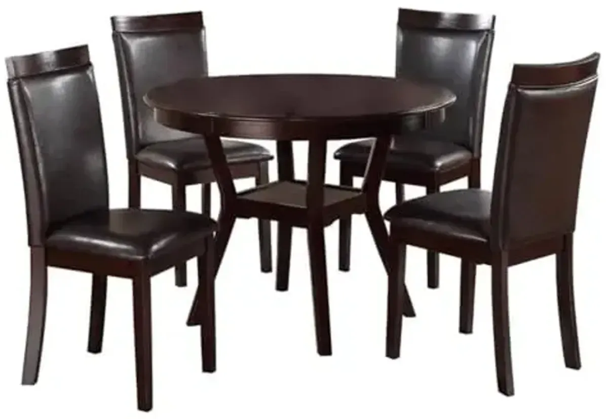 Lexicon Gresham 42.5" Dia Round Dining Table Set, 5-Piece Pack, Espresso