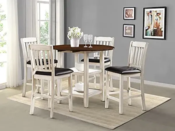 Lexicon Liendo 5-Piece Counter Height Dining Set, Dark Cherry/Whitewash