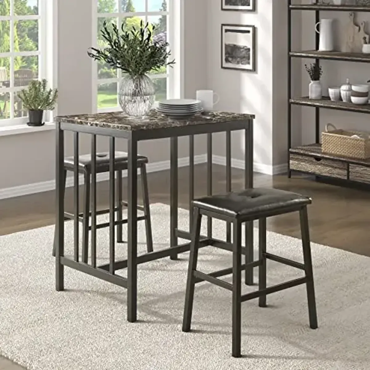 Lexicon Ashton 3-Piece Counter Height Dining Set, Black