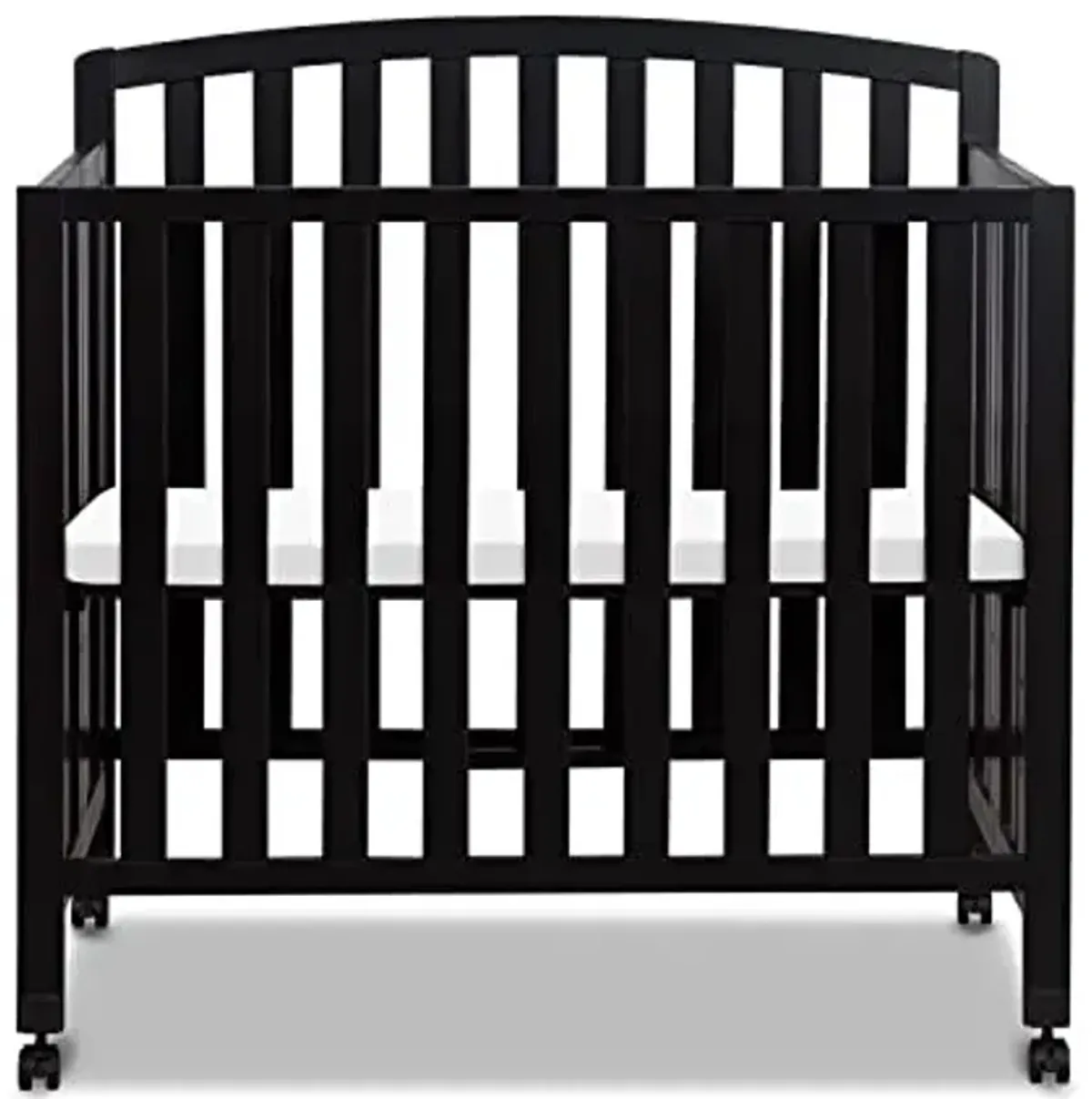 DaVinci Dylan 3-in-1 Portable Baby Crib with Wheels - Toddler Bed & Daybed Conversion - Perfect for Small Spaces & Easy Assembly, GREENGUARD Gold Certified with 4 Adjustable Mattress Heights - Ebony