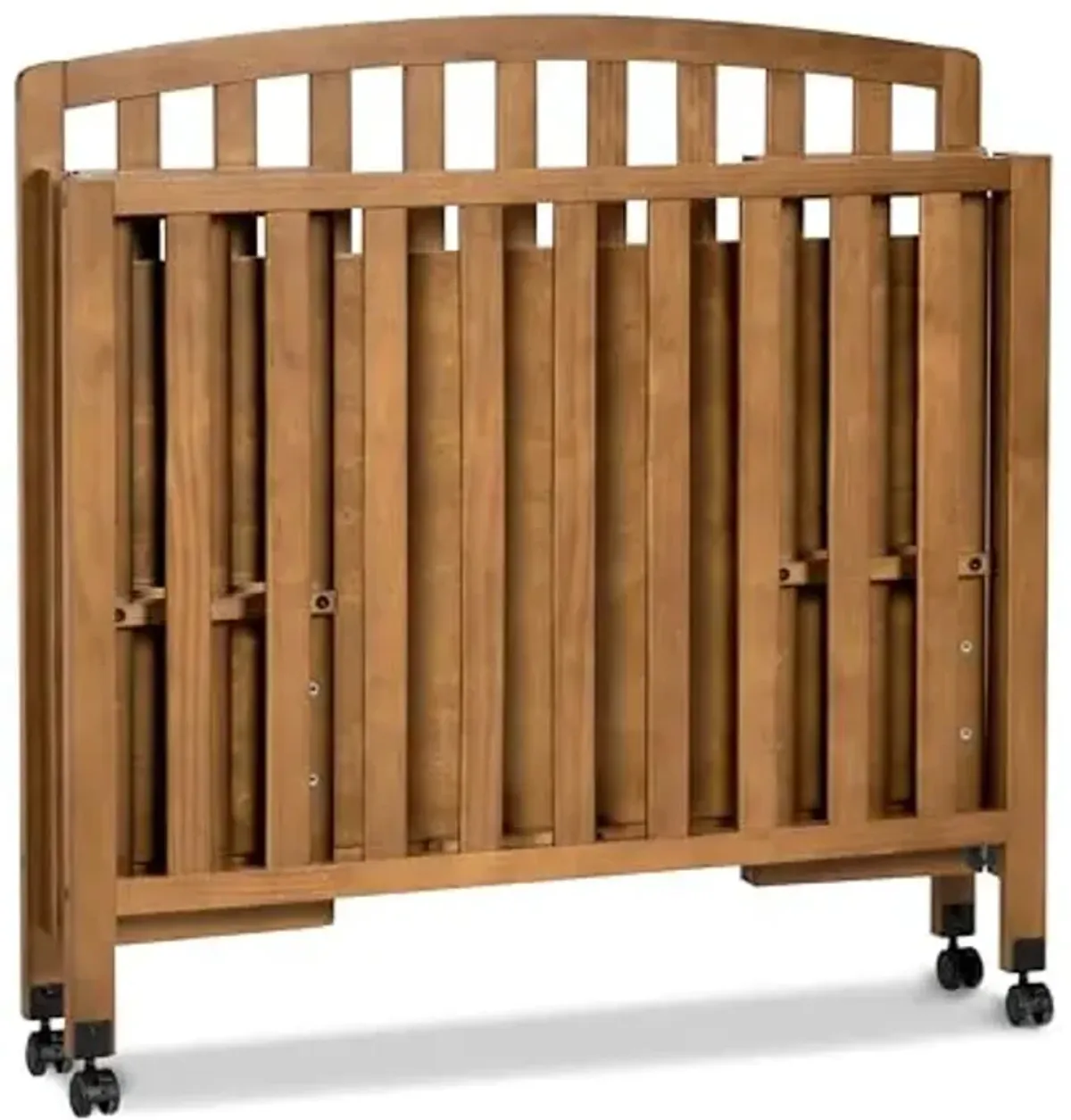 DaVinci Dylan 3-in-1 Portable Baby Crib with Wheels - Toddler Bed & Daybed Conversion - Perfect for Small Spaces & Easy Assembly, GREENGUARD Gold Certified w/ 4 Adjustable Mattress Heights - Chestnut