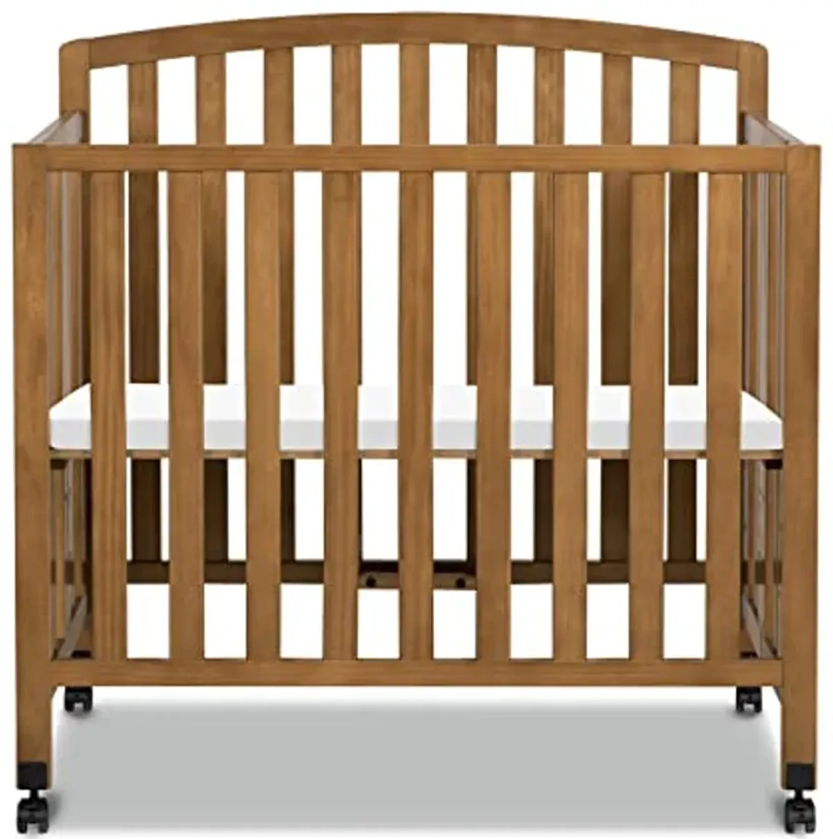 DaVinci Dylan Folding Portable 3-in-1 Convertible Mini Crib and Twin Bed in Chestnut, Greenguard Gold Certified