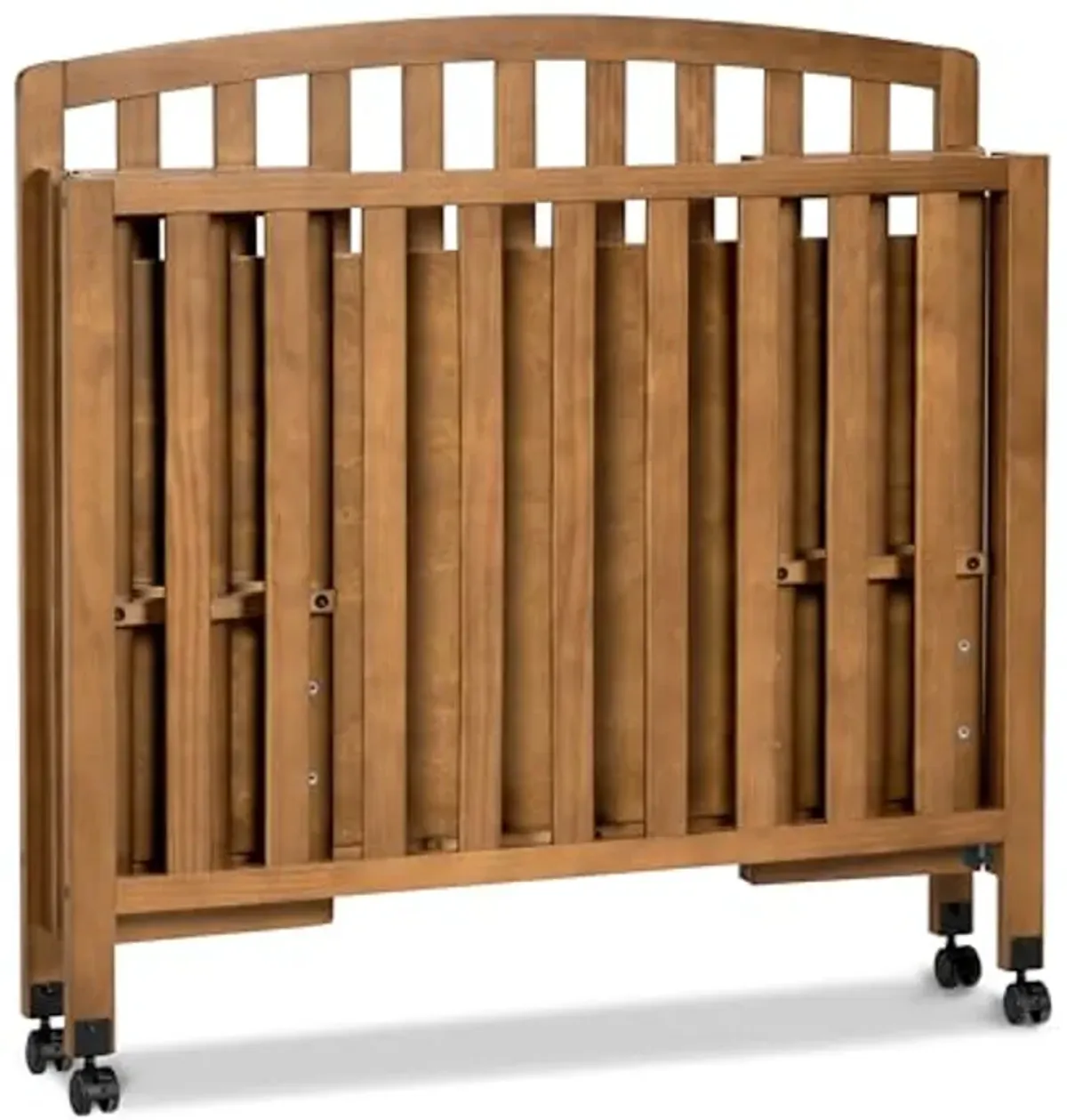 DaVinci Dylan Folding Portable 3-in-1 Convertible Mini Crib and Twin Bed in Chestnut, Greenguard Gold Certified