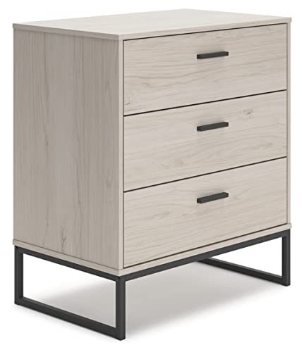 Signature Design by Ashley Socalle 3 Drawer Chest of Drawers, Natural Beige
