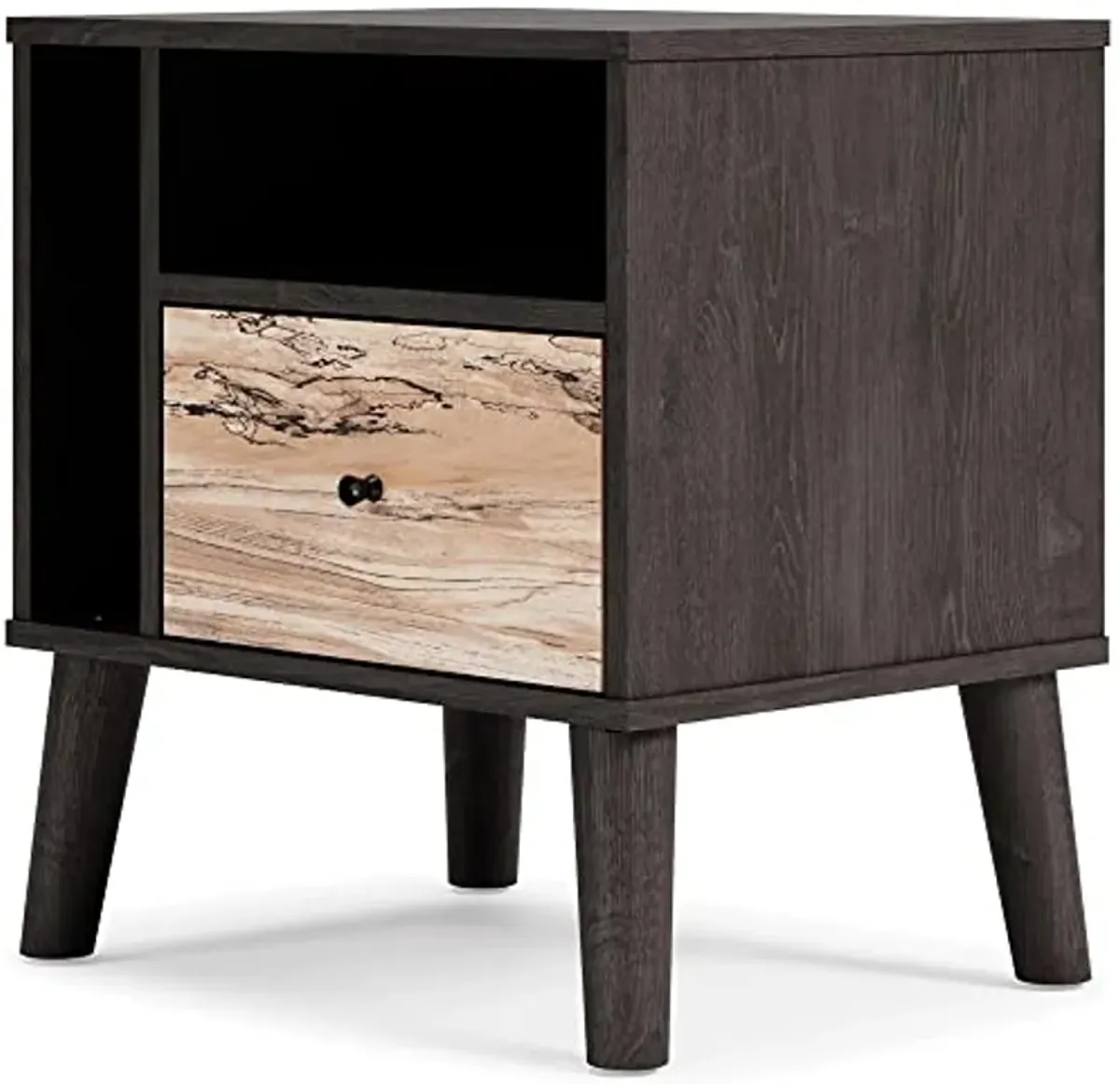 Signature Design by Ashley Piperton 1 Drawer Night Stand Nightstand, 21.88" Tall, Black & Light Brown