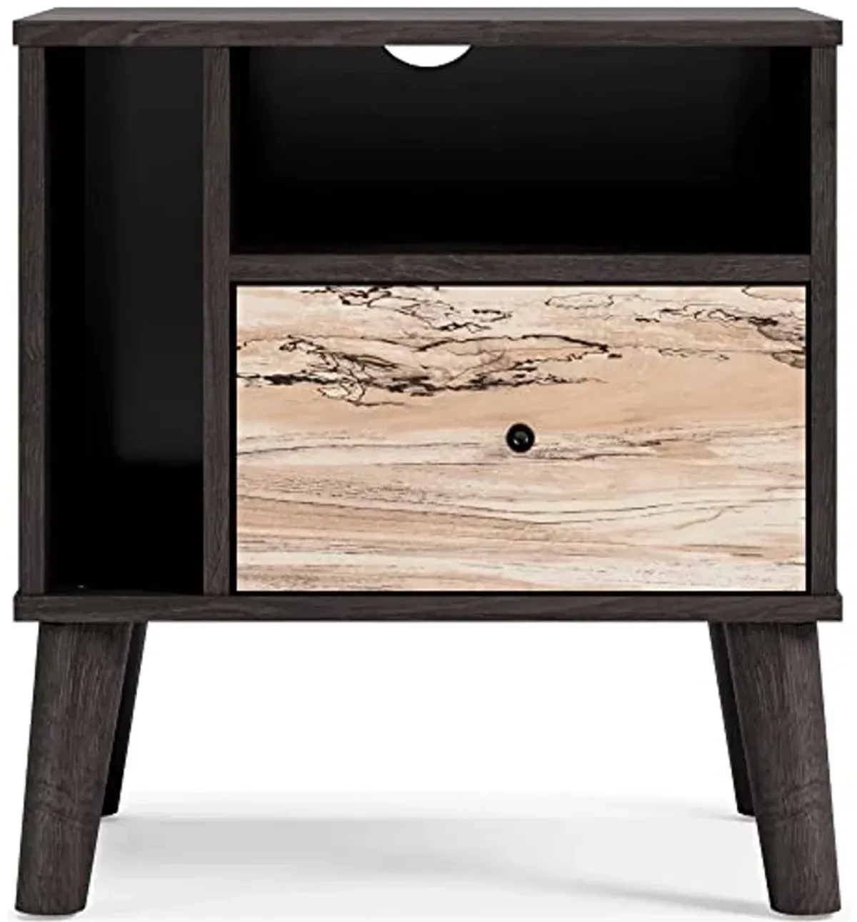 Signature Design by Ashley Piperton 1 Drawer Night Stand Nightstand, 21.88" Tall, Black & Light Brown