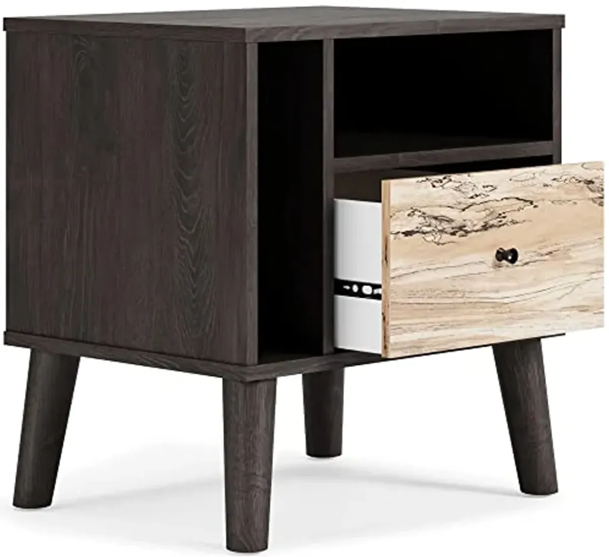 Signature Design by Ashley Piperton 1 Drawer Night Stand Nightstand, 21.88" Tall, Black & Light Brown