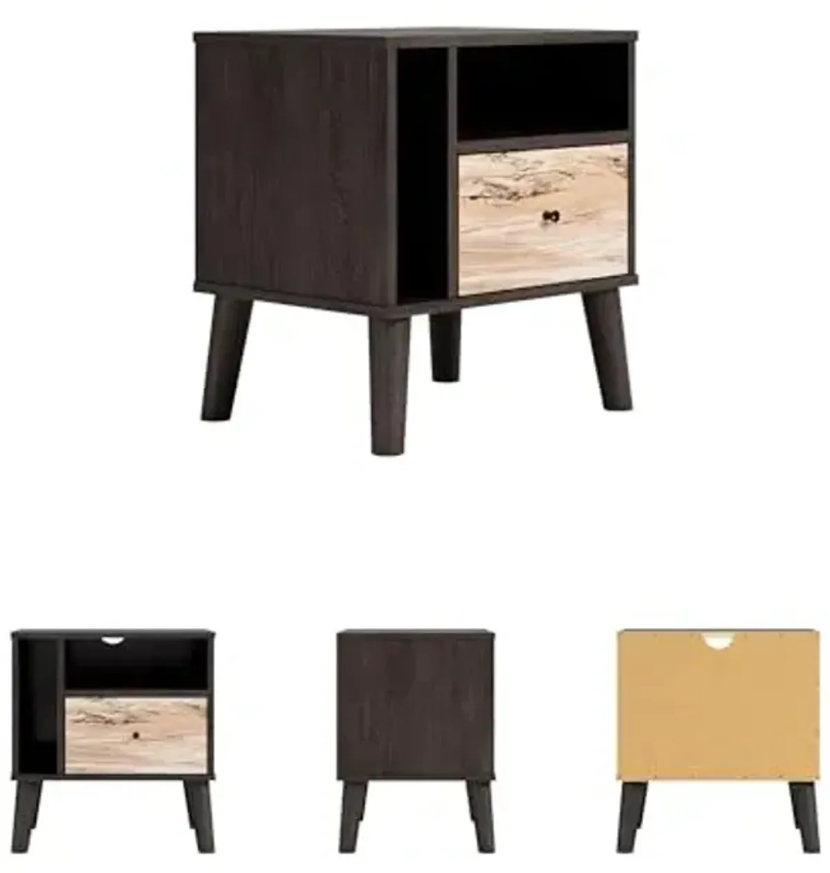 Signature Design by Ashley Piperton 1 Drawer Night Stand Nightstand, 21.88" Tall, Black & Light Brown