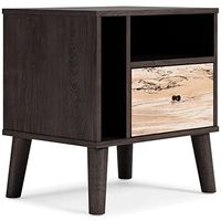 Signature Design by Ashley Piperton 1 Drawer Night Stand Nightstand, Black & Light Brown