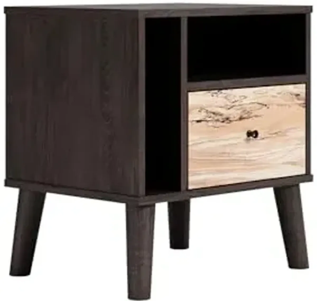 Signature Design by Ashley Piperton 1 Drawer Night Stand Nightstand, 21.88" Tall, Black & Light Brown