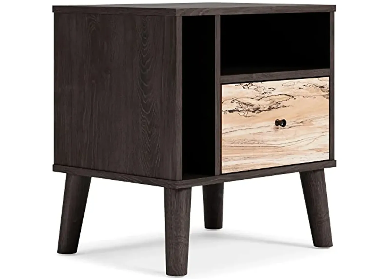 Signature Design by Ashley Piperton 1 Drawer Night Stand Nightstand, 21.88" Tall, Black & Light Brown