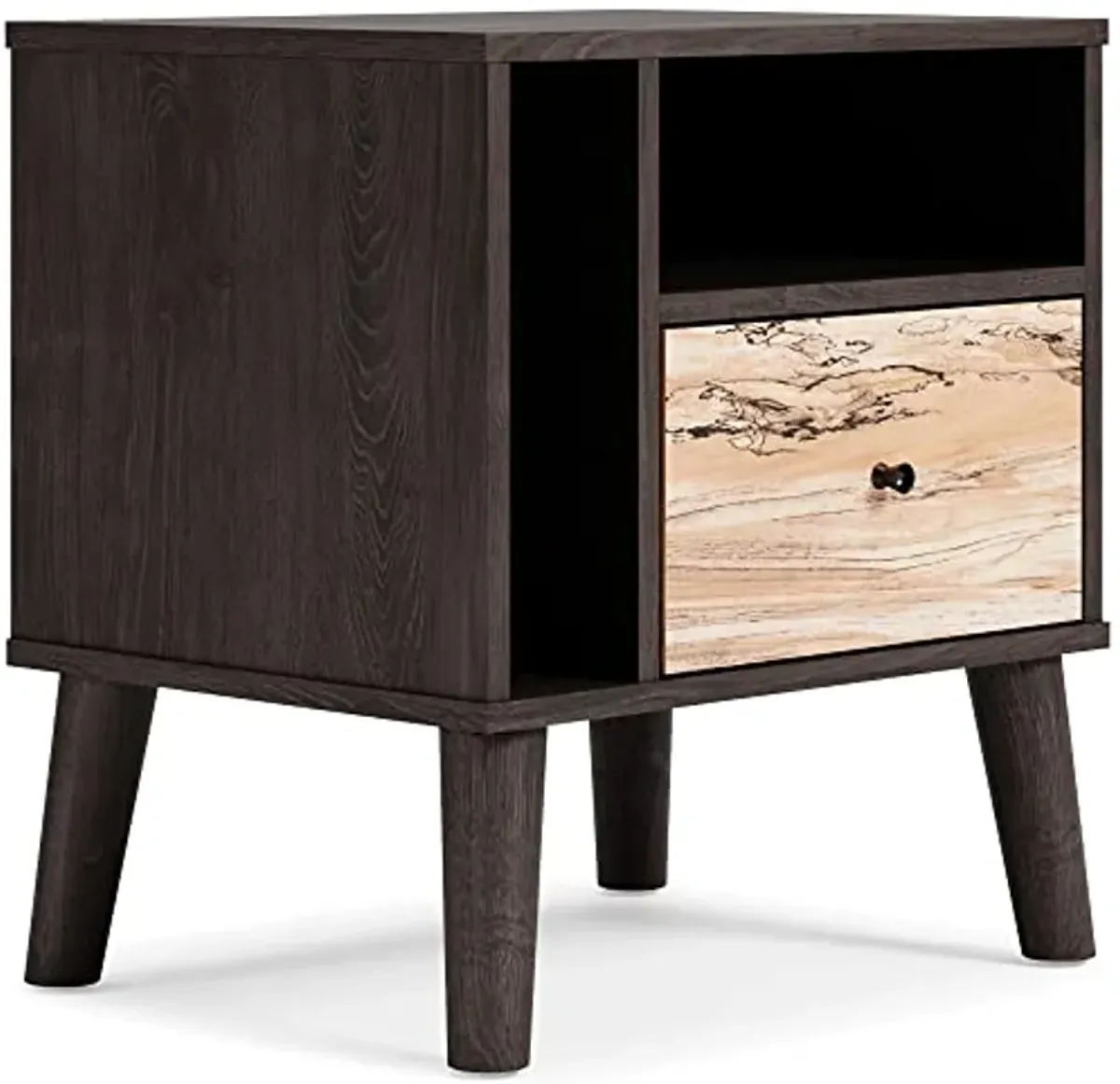 Signature Design by Ashley Piperton 1 Drawer Night Stand Nightstand, 21.88" Tall, Black & Light Brown