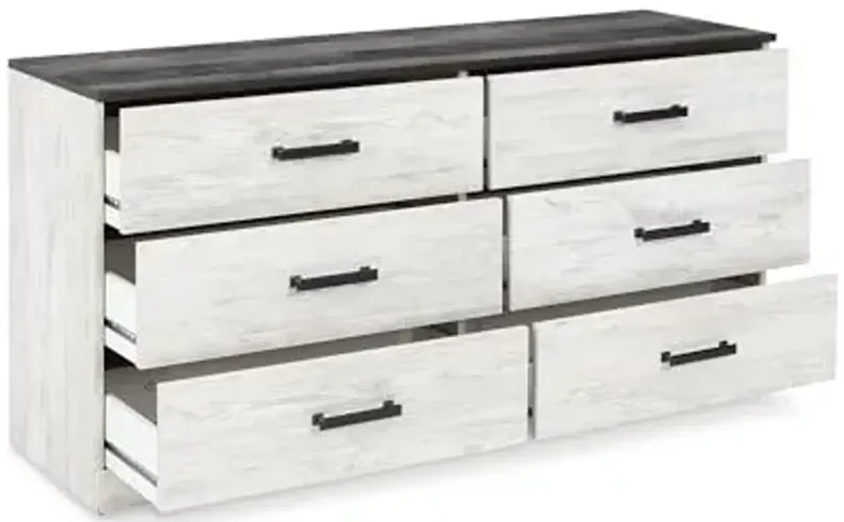 Signature Design by Ashley Shawburn 6 Drawer Dresser, Whitewash & Gray