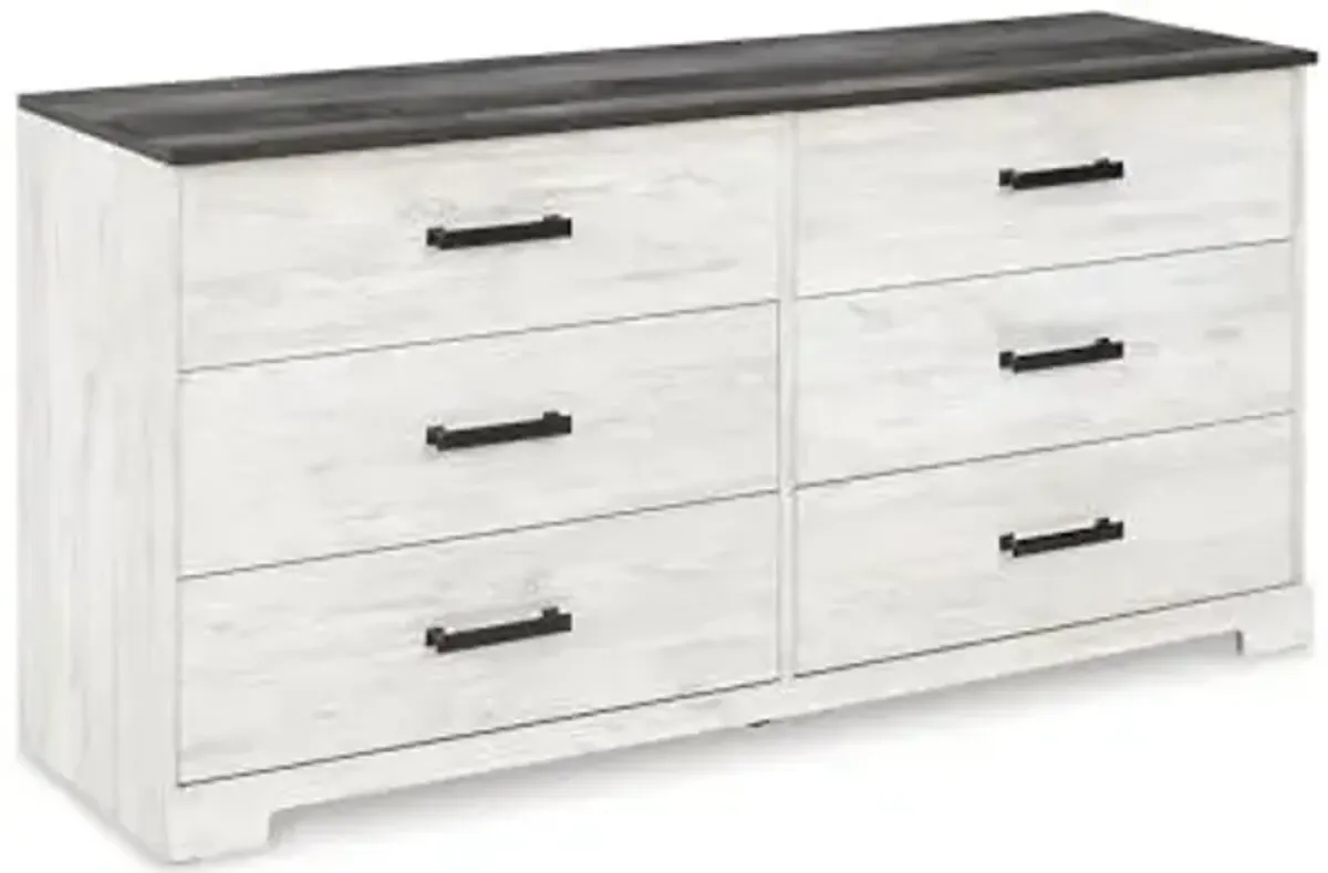Signature Design by Ashley Shawburn 6 Drawer Dresser, Whitewash & Gray