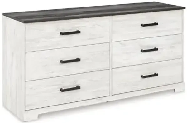 Signature Design by Ashley Shawburn 6 Drawer Dresser, Whitewash & Gray