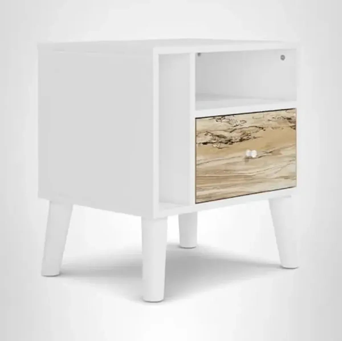 Signature Design by Ashley Piperton 1 Drawer Night Stand Nightstand, 21.88" Tall, White & Light Brown