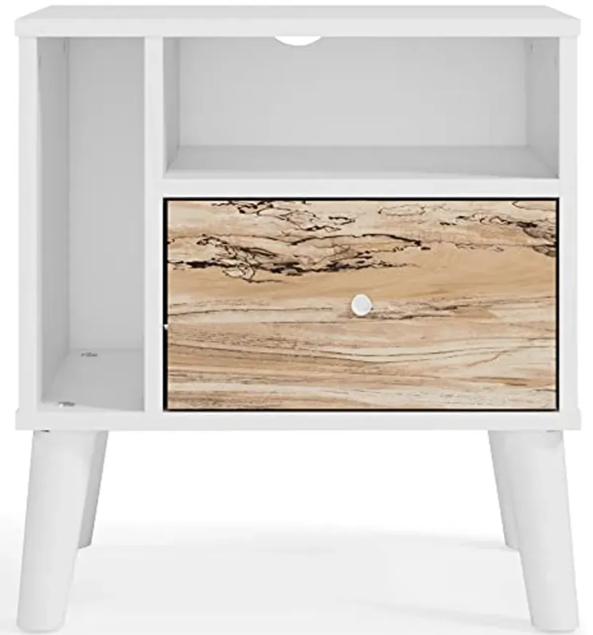 Signature Design by Ashley Piperton 1 Drawer Night Stand Nightstand, 21.88" Tall, White & Light Brown