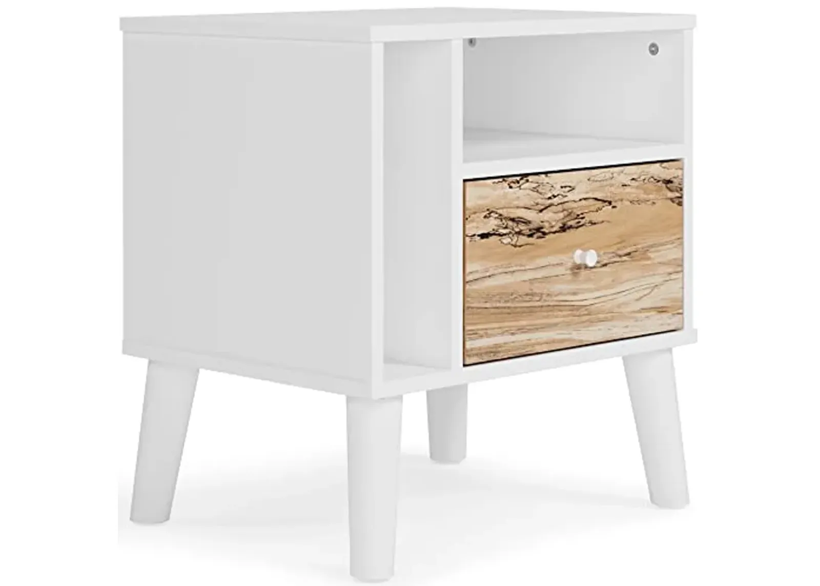 Signature Design by Ashley Piperton 1 Drawer Night Stand Nightstand, 21.88" Tall, White & Light Brown