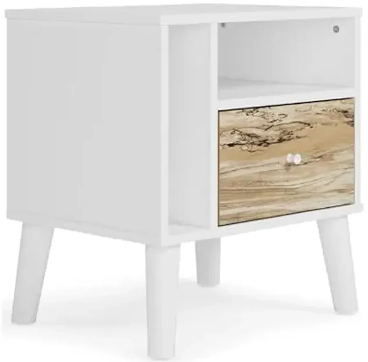 Signature Design by Ashley Piperton 1 Drawer Night Stand Nightstand, 21.88" Tall, White & Light Brown