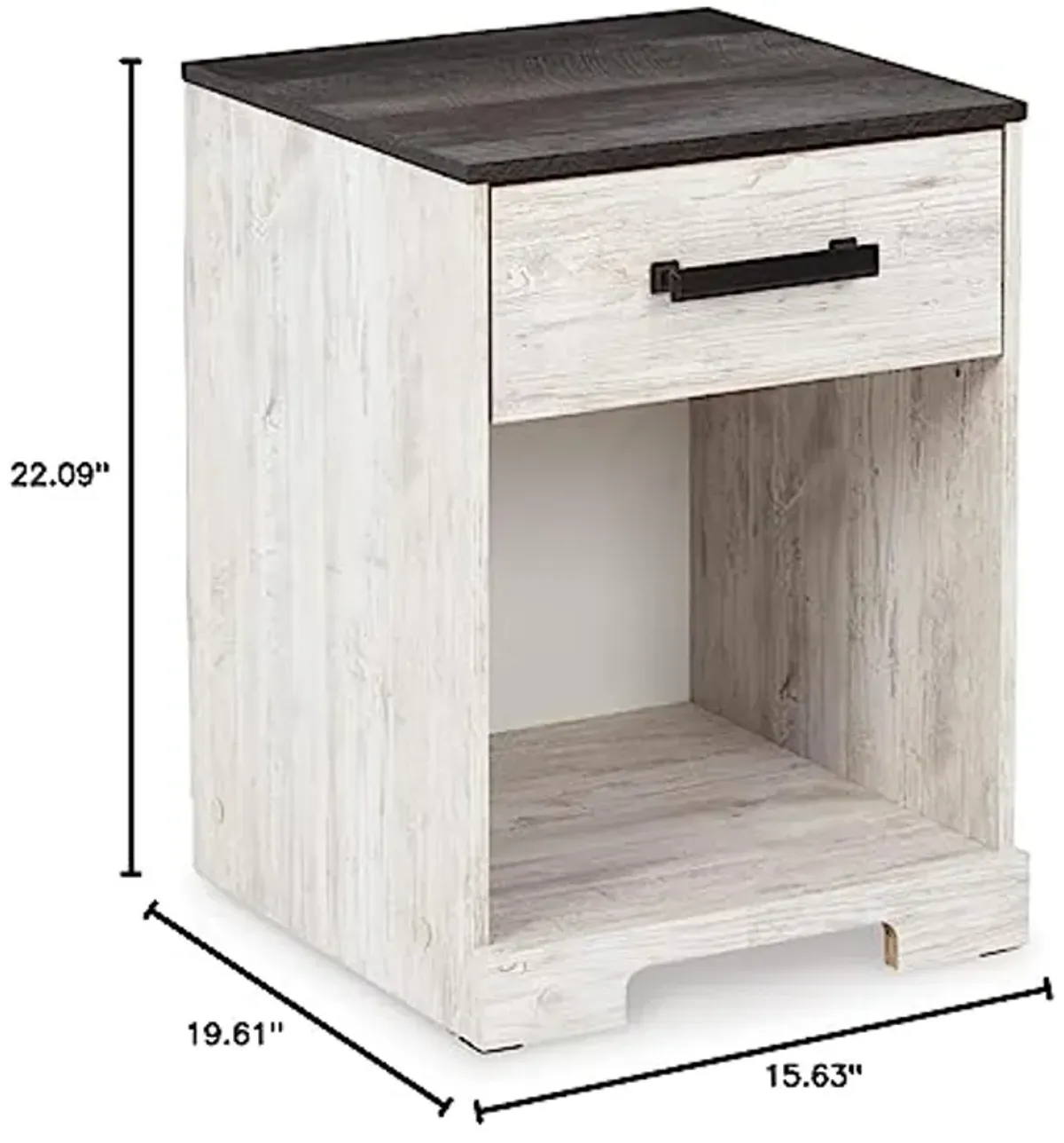 Signature Design by Ashley Shawburn 1 Drawer Night Stand Nightstand, 22.09" Tall, Whitewash & Gray