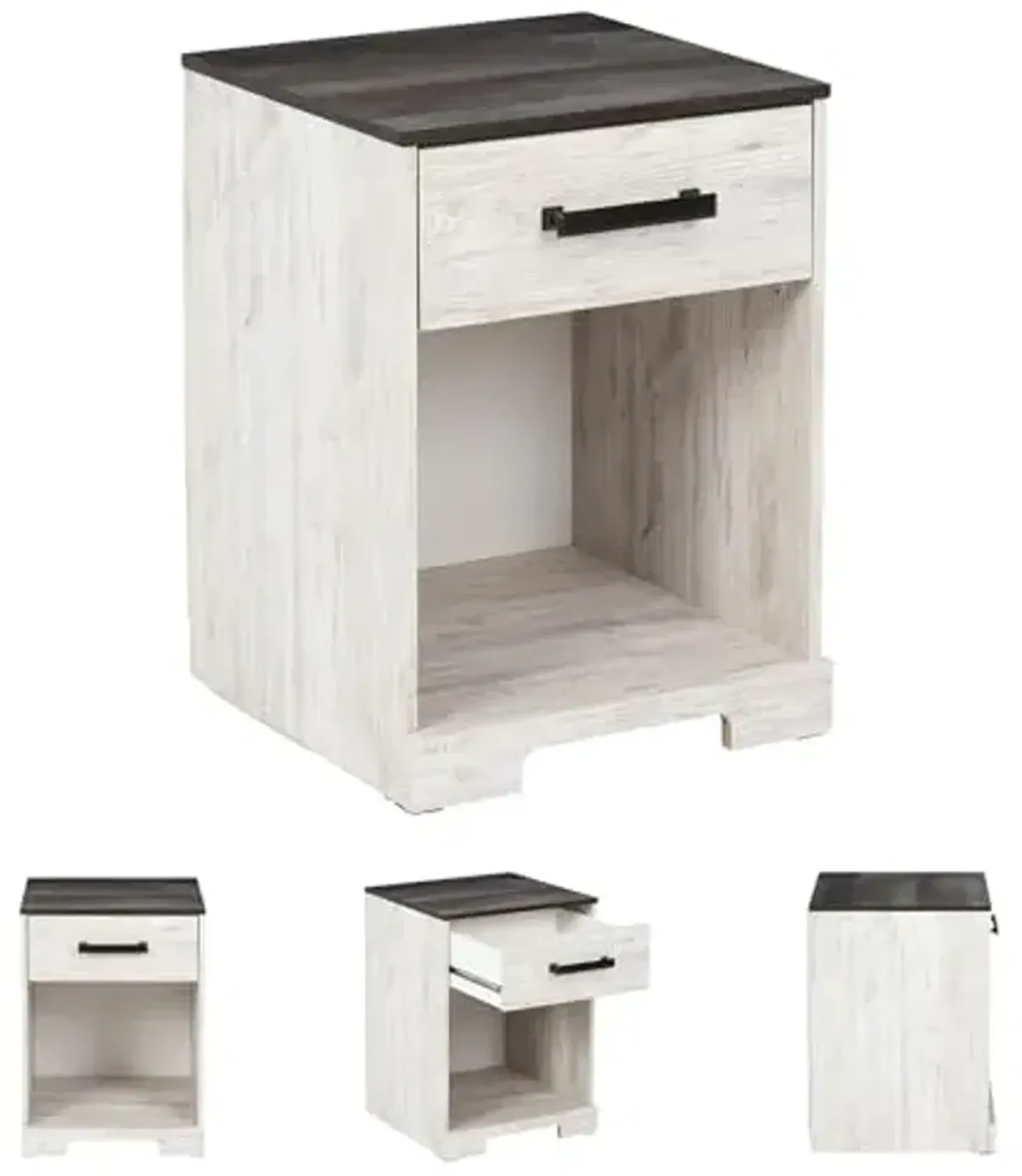 Signature Design by Ashley Shawburn 1 Drawer Night Stand Nightstand, 22.09" Tall, Whitewash & Gray